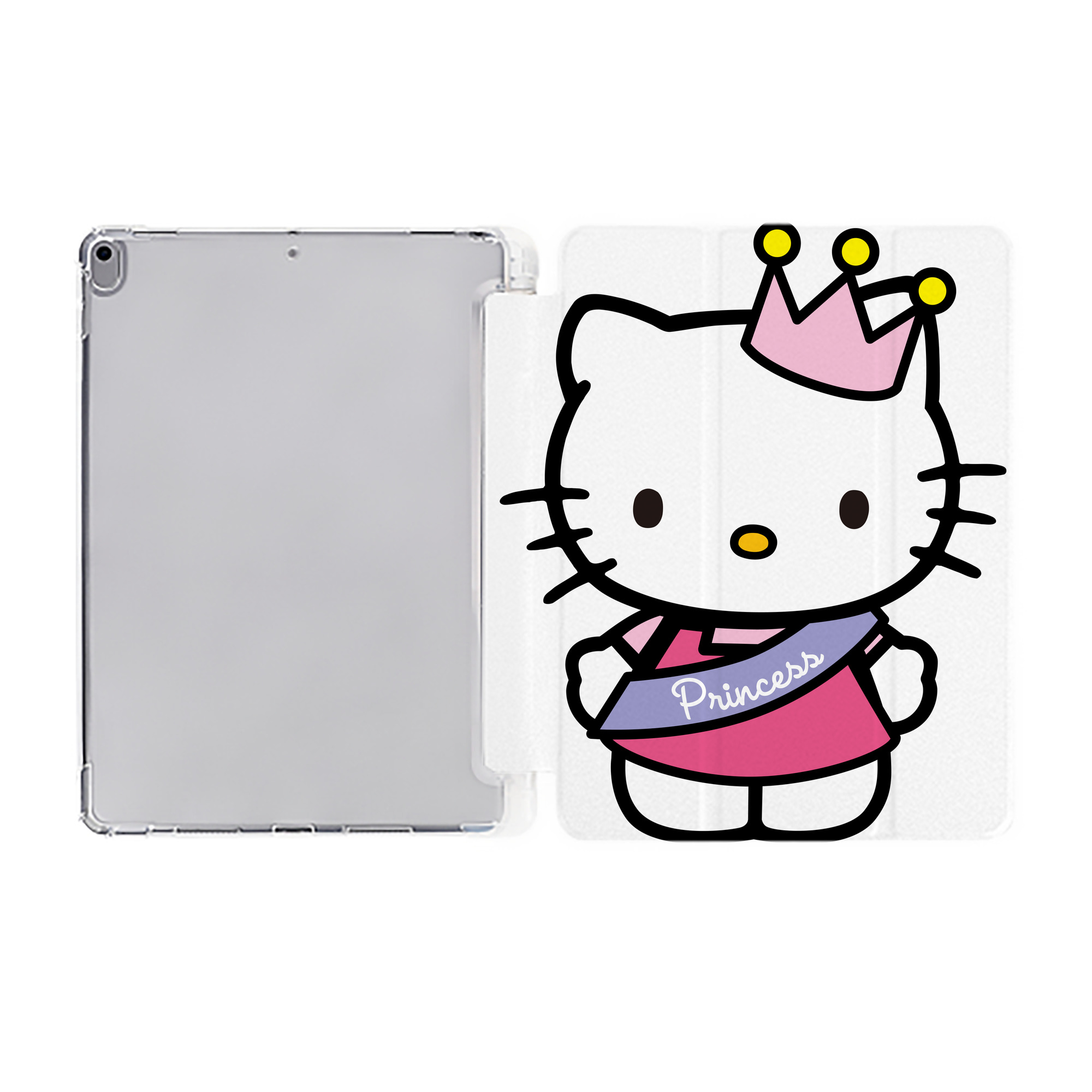 （画像用） Hello Kitty ハローキティ IPad ケース ペン収納付き 三つ折りスタンド PUレザー×シリコン 対応機種9.5/10.5/10.9インチ
